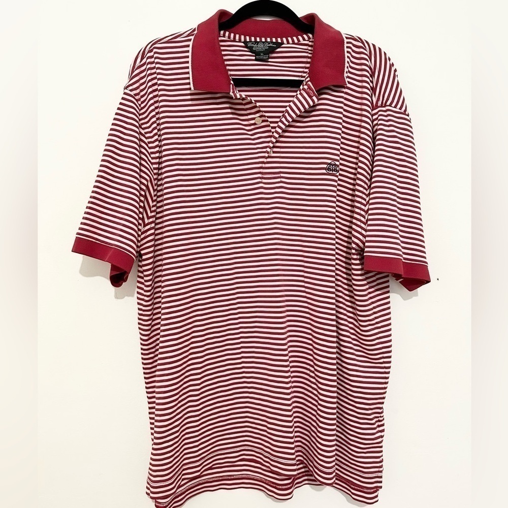 Brooks Brothers Country Club Polo Shirt Mens XL Red White Striped Pima cotton